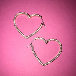 Betsey Johnson Rhinestone Heart Earrings